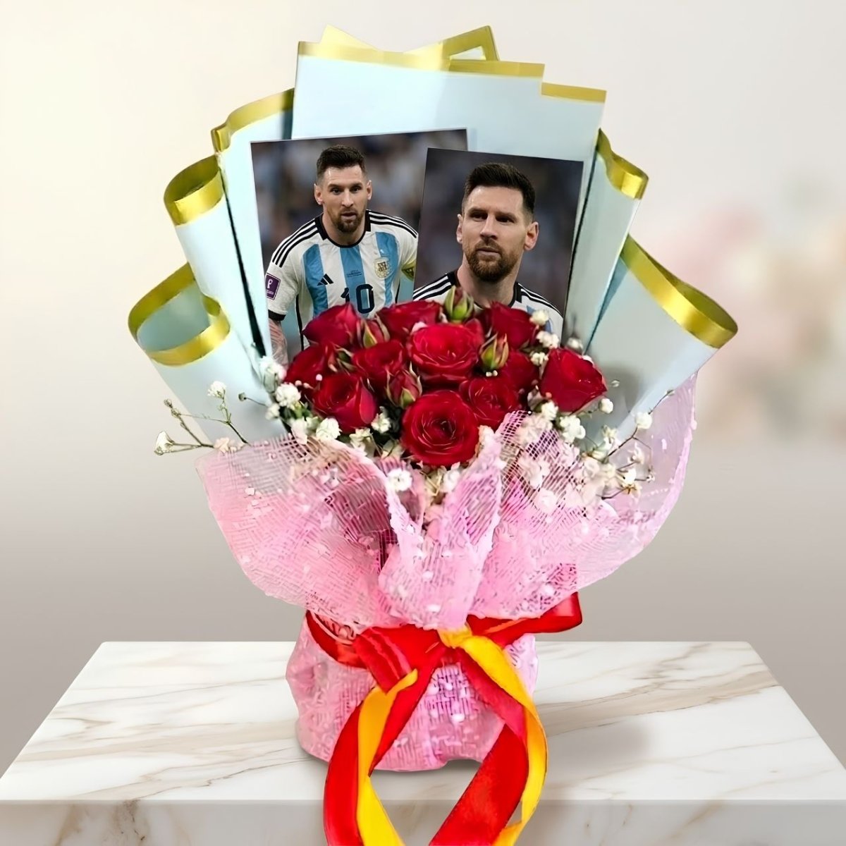 Red Roses with Personalized Player Photo - Flowers to Nepal - FTN