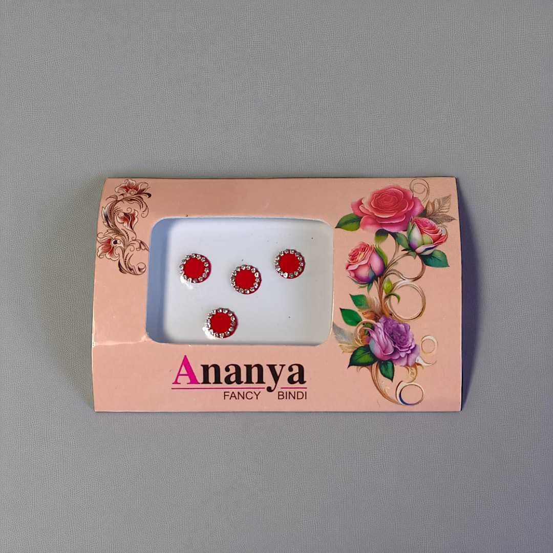 Red Round Bindi with White Stone Design - Flowers to Nepal - FTN
