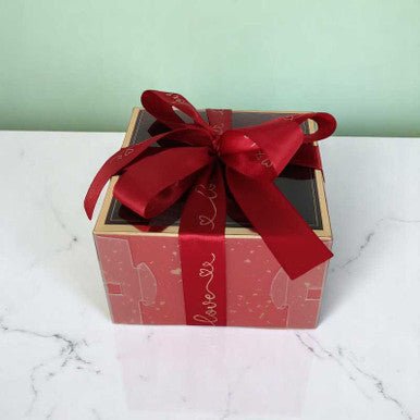 Red Square Shape Box with Transparent Cover - Large - Flowers to Nepal - FTN