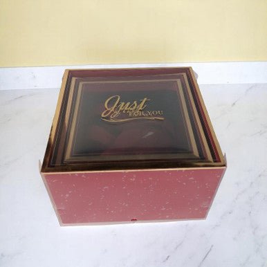 Red Square Shape Box with Transparent Cover - Large - Flowers to Nepal - FTN