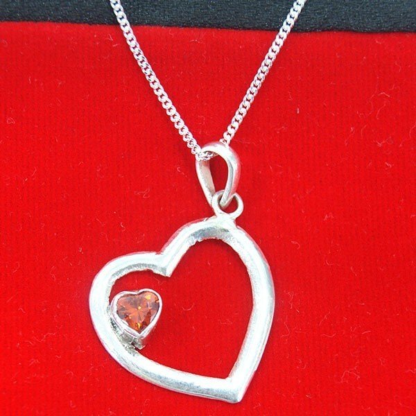 
                  
                    Red Stone Love Pendant Silver Necklace - Flowers to Nepal - FTN
                  
                