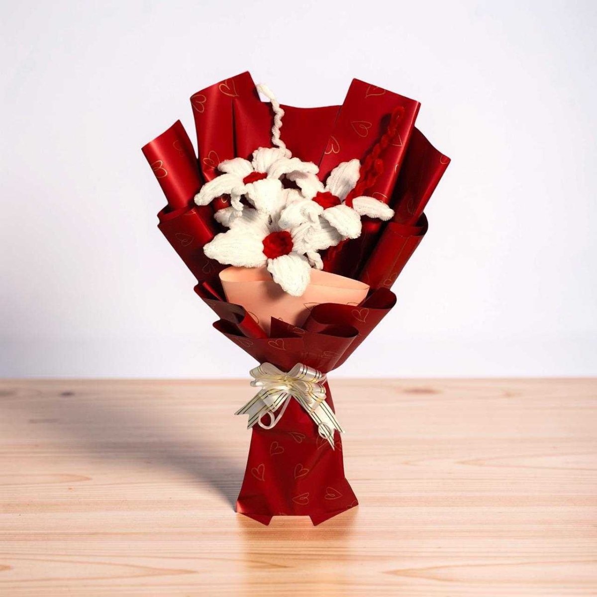 Red & White Floral Lily Arrangement - Flowers to Nepal - FTN