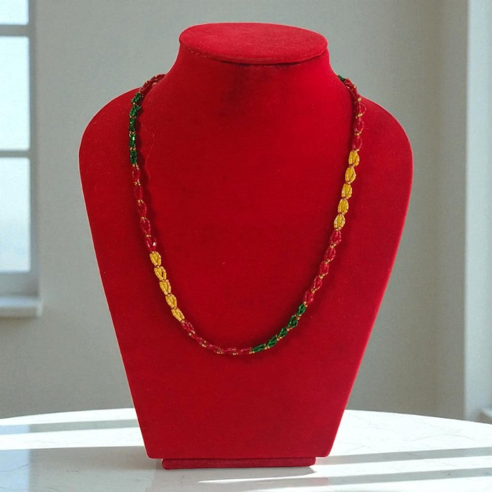 Red, Yellow & Green Mix Pote Mala - Flowers to Nepal - FTN