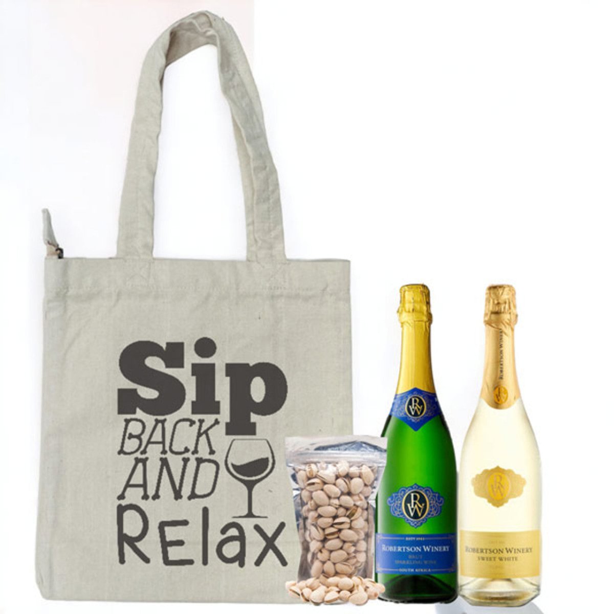 Robertson Wine Pair with Nuts & Tote Gift Set - Flowers to Nepal - FTN