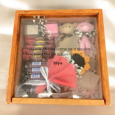 Romantic Bloom & Chocolate Delight Wooden Gift Box - Flowers to Nepal - FTN