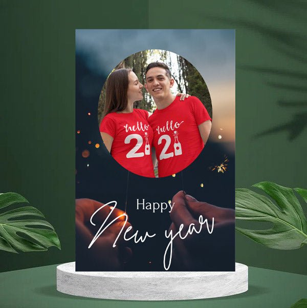 Romantic Couple Photo Printed New Year Card - Flowers to Nepal - FTN