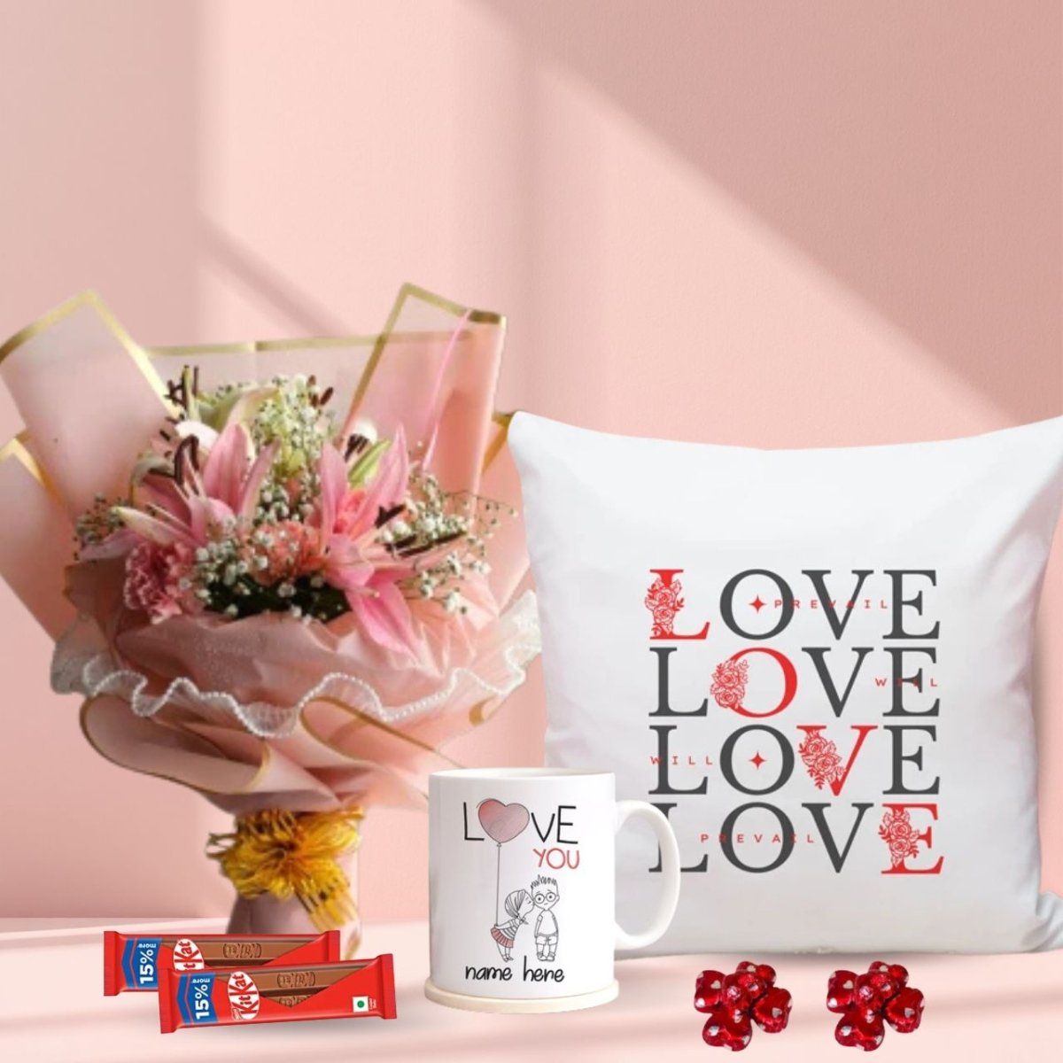 Romantic Flower & Chocolate Gift Set with Couple Mug - Flowers to Nepal - FTN