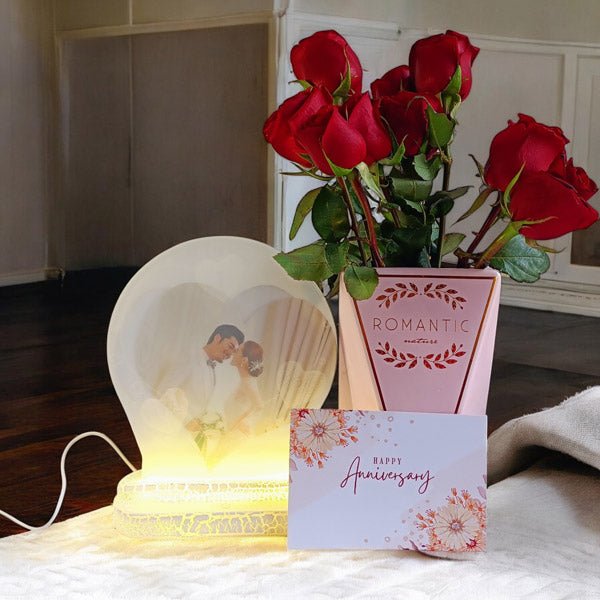 Romantic Glow with Changing Heart Frame & Roses for Her - Flowers to Nepal - FTN