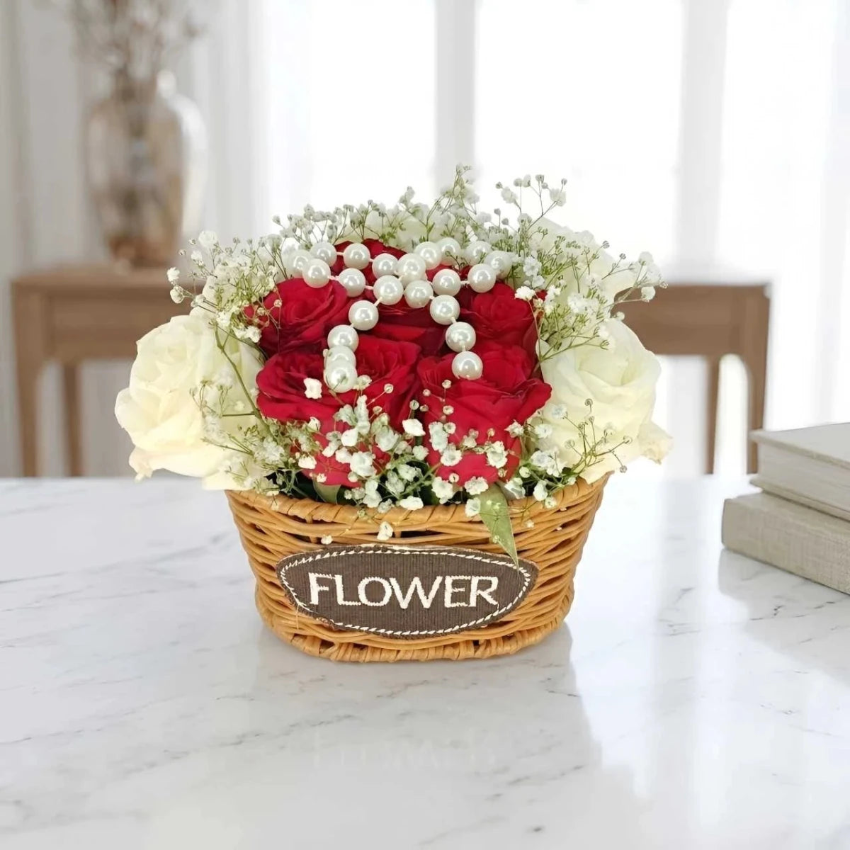 Romantic Mixed Roses Gift Basket with Gypsy - Flowers to Nepal - FTN
