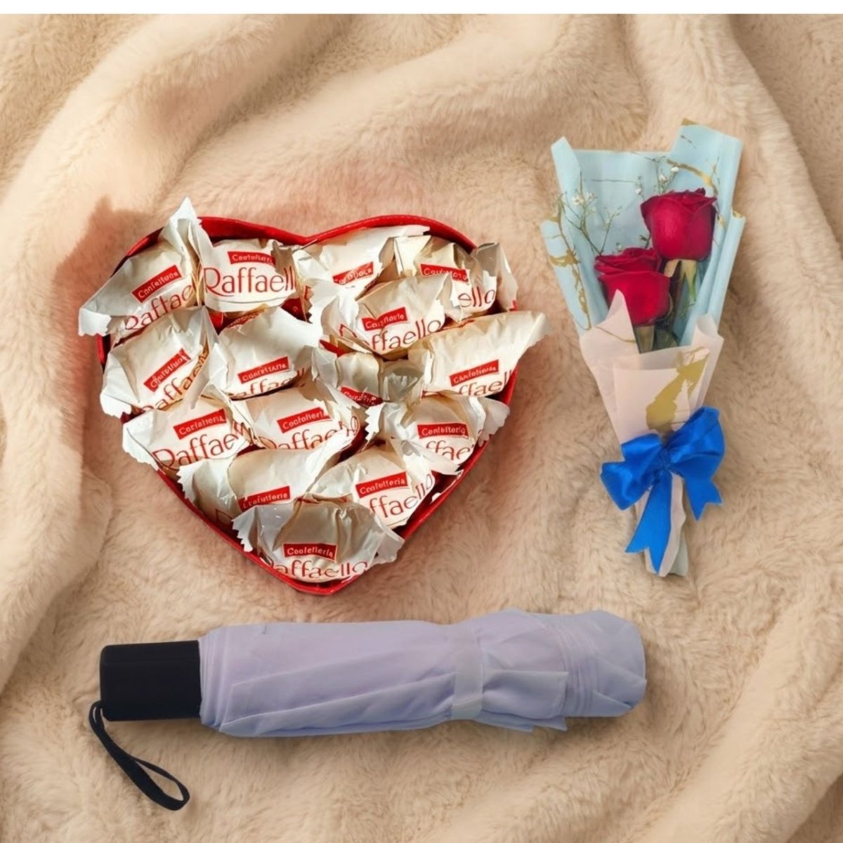 Romantic Raffaello & Rose Gift with Fashion Umbrella - Flowers to Nepal - FTN