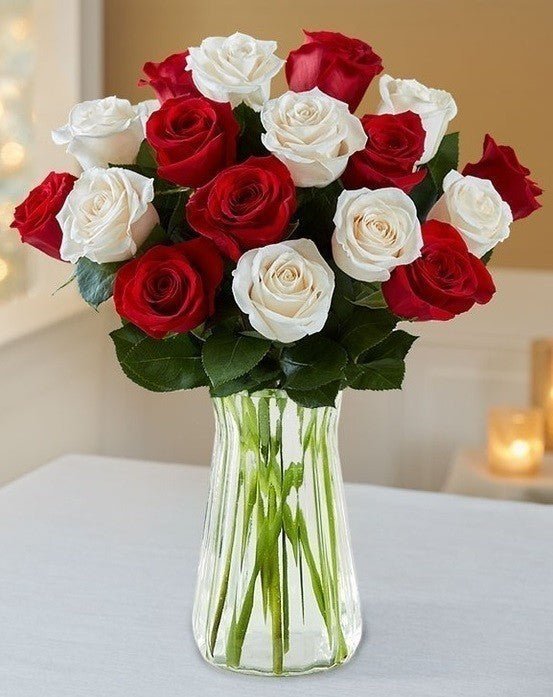 
                  
                    Romantic Red and White Rose - Flowers to Nepal - FTN
                  
                