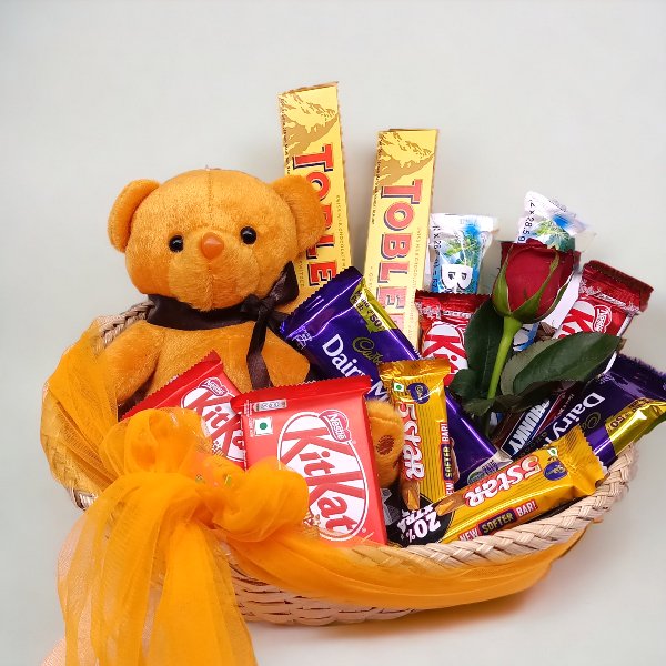 Romantic Red Rose, Teddy & Chocolates Gift Hamper - Flowers to Nepal - FTN