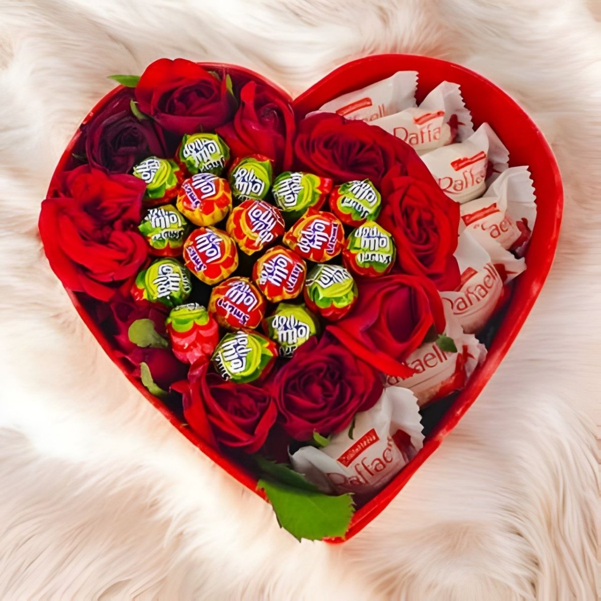 Romantic Red Roses & Chocolate Heart Box - Flowers to Nepal - FTN