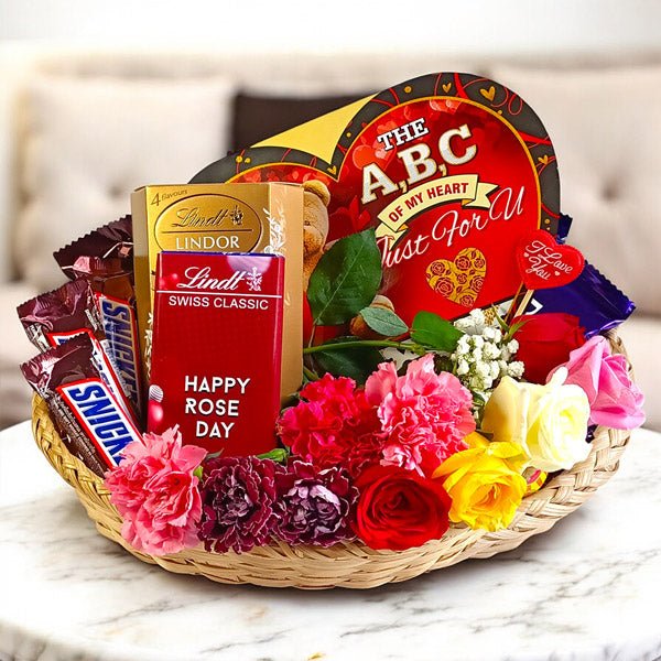 Romantic Rose Day Gift Basket - Flowers to Nepal - FTN