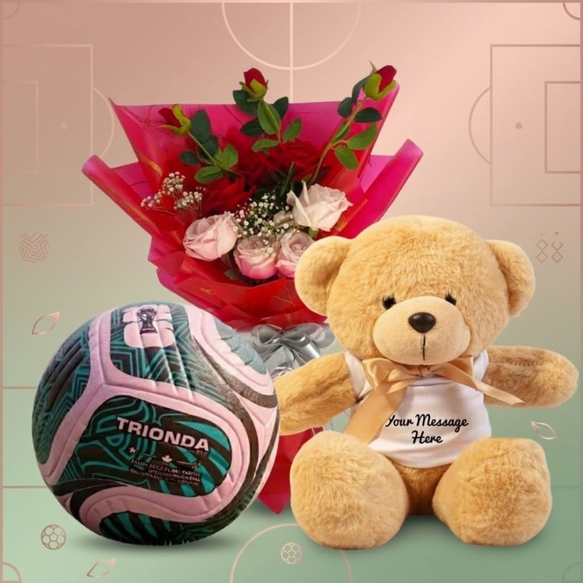 Romantic Surprise Teddy & Football Set - Flowers to Nepal - FTN