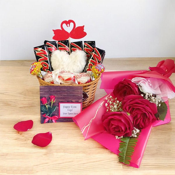 Rose Day Special Chocolates & Roses Bouquet - Flowers to Nepal - FTN