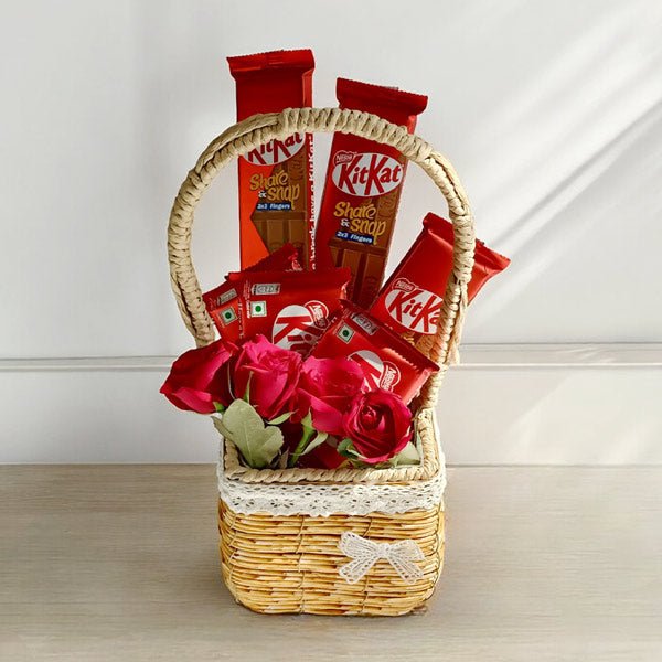 Roses and KitKat Chocolate Gift - Flowers to Nepal - FTN