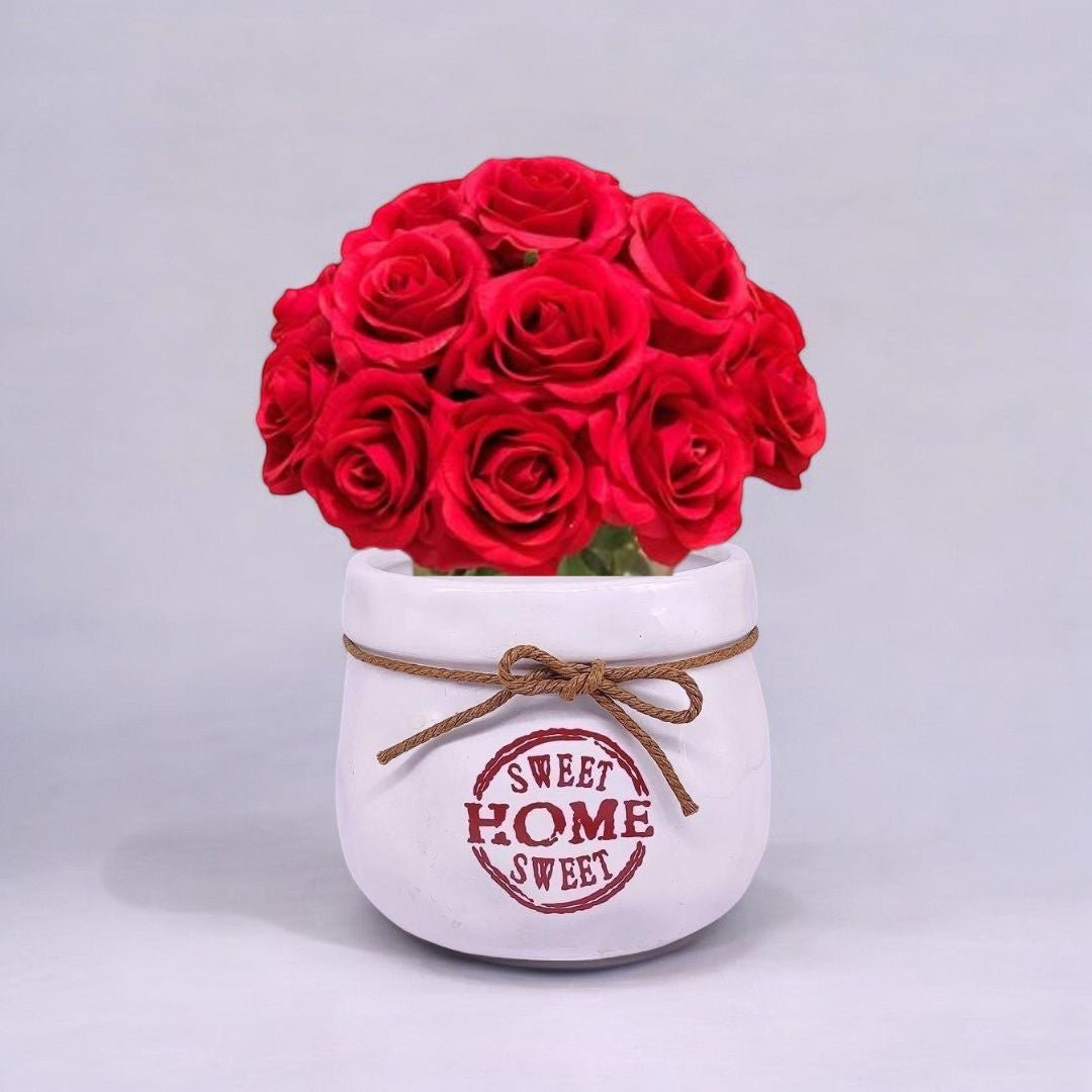 Roses Bouquet In Ceramic Vase - Flowers to Nepal - FTN