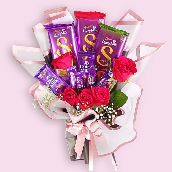 Roses & Cadbury Bouquet - Flowers to Nepal - FTN