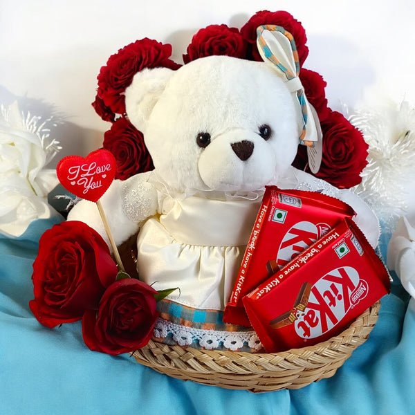 Roses & KitKat Teddy Surprise - Flowers to Nepal - FTN