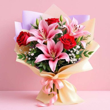 Rosy & Pink Lilies Bouquet - Flowers to Nepal - FTN