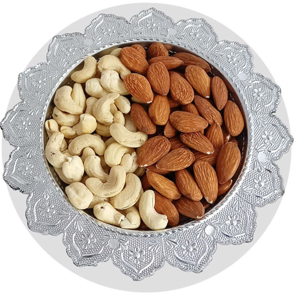 Round Tray of Cashew & Almonds - Flowers to Nepal - FTN