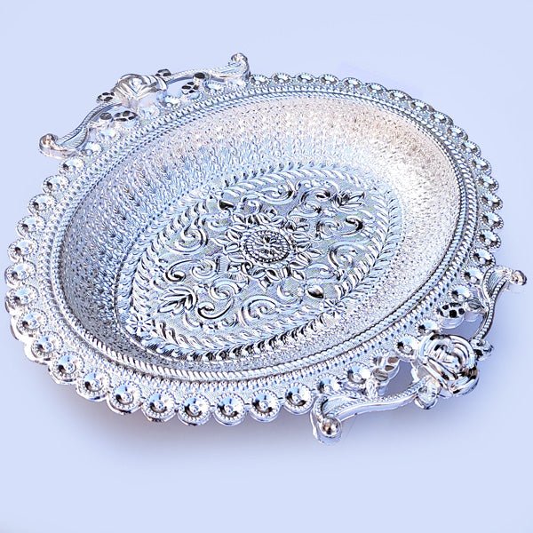 Royal Design Beautiful Serving Tray Silver - Flowers to Nepal - FTN