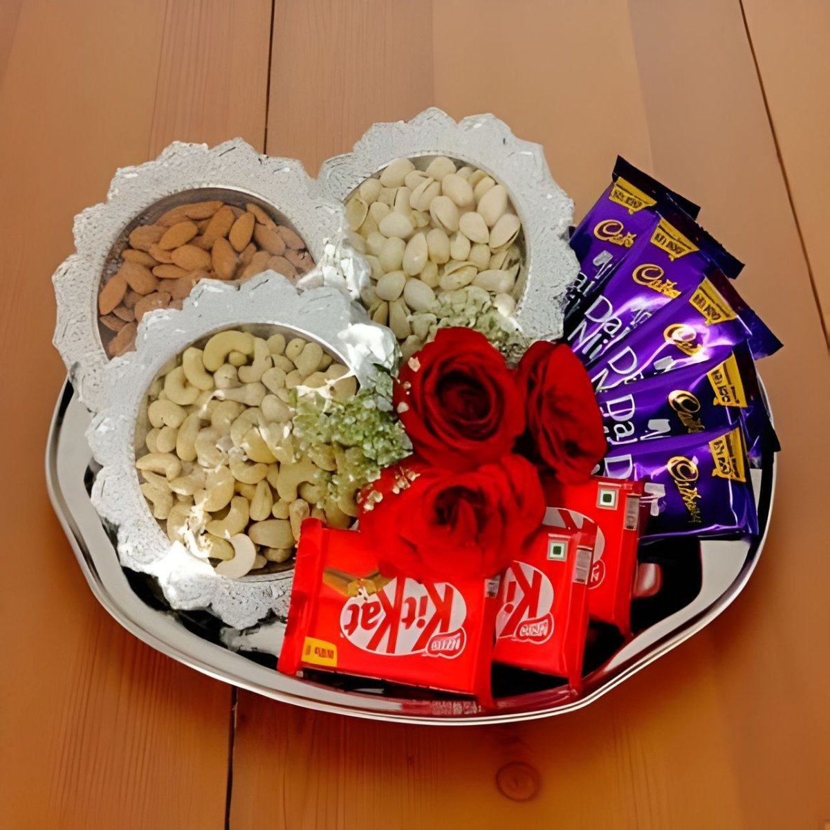 Royal Roses & Gourmet Treats Tray - Flowers to Nepal - FTN