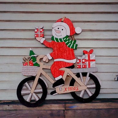 Santa Claus Carrying Gift In X - mas Cycle - Flowers to Nepal - FTN