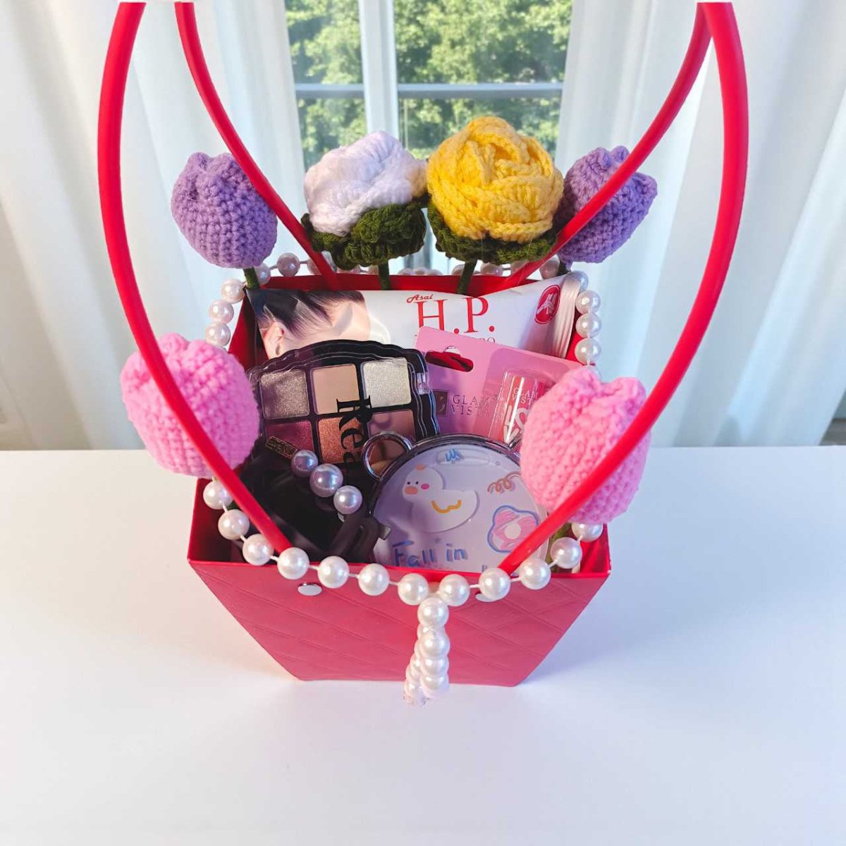 Self - Care Bag with Crochet Flowers – For Sister - Flowers to Nepal - FTN