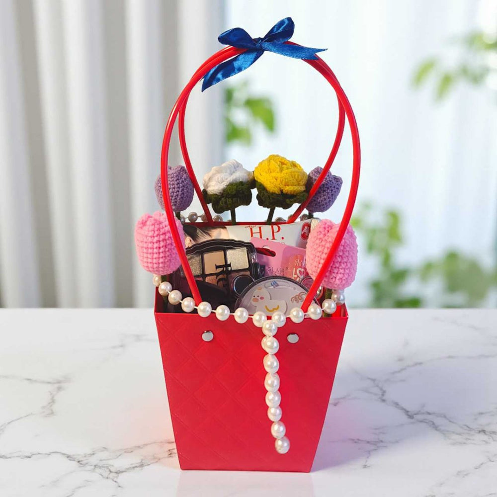 Self - Care Bag with Crochet Flowers – For Sister - Flowers to Nepal - FTN