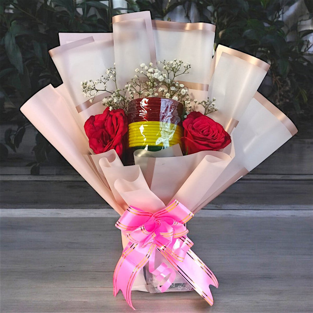 Shrawan Gift Box With Chura & Rose Bouquet - Flowers to Nepal - FTN