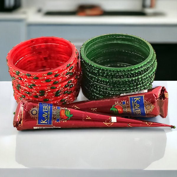 Shrawan Special Bangles x 2 and Mehendi Combo - Flowers to Nepal - FTN