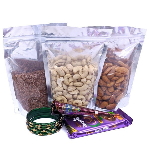 Shrawan Treats: Dry Nuts, Flax Seeds, Chocolates, Mehendi & Bangles - Flowers to Nepal - FTN