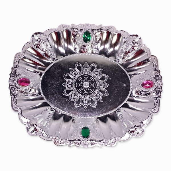 Silver - Coated Oval Tray - Flowers to Nepal - FTN