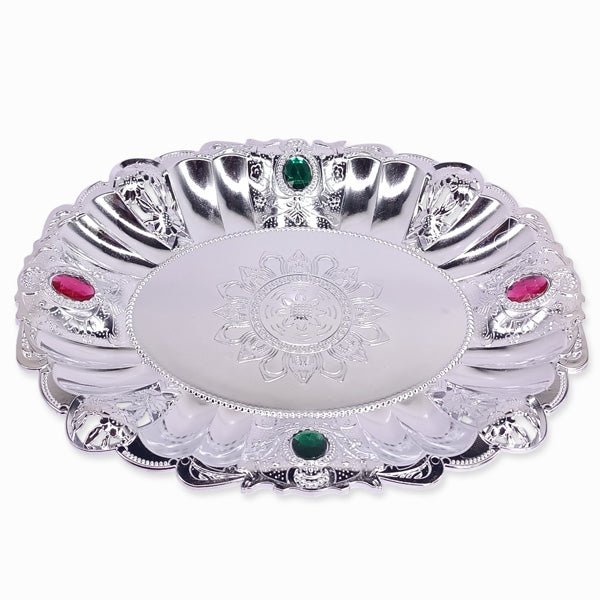 
                  
                    Silver - Coated Oval Tray - Flowers to Nepal - FTN
                  
                