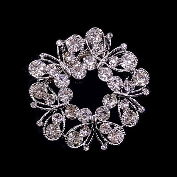 Silver Stone Saree Pin Elegant Flower Design - Flowers to Nepal - FTN