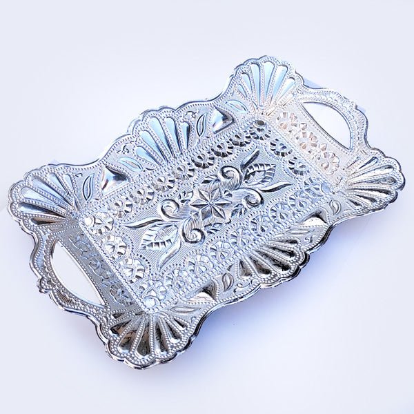 Small Rectangular Shaped Tray - Silver Color - Flowers to Nepal - FTN