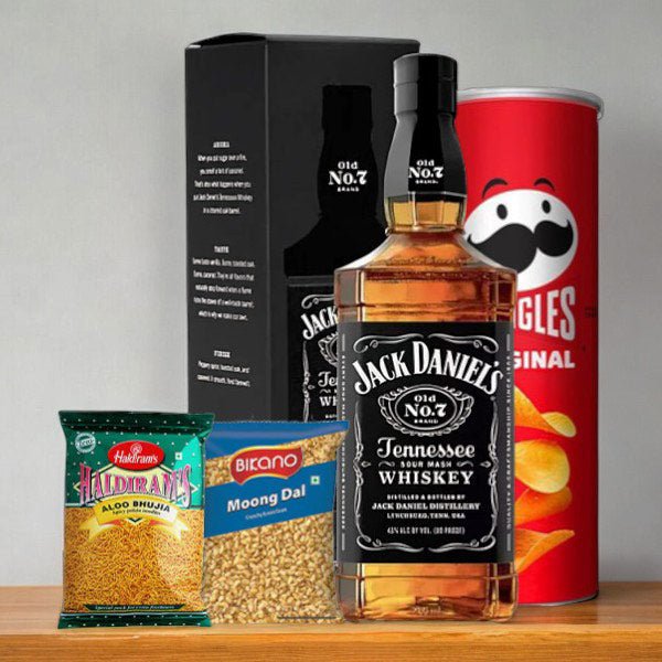 Snack Collection and Jack Daniel's Whisky 1000ml - Flowers to Nepal - FTN