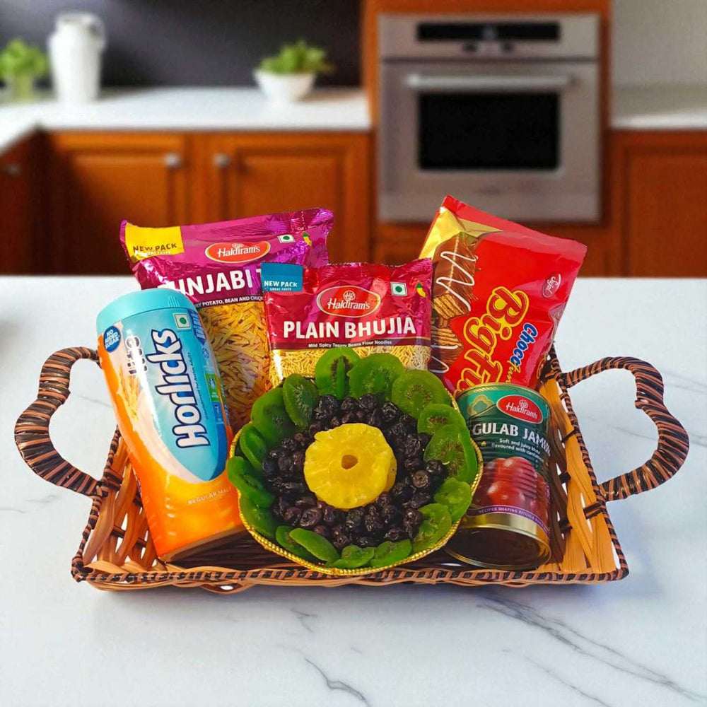 Snack & Sweet With Dry Fruits In Tray - Flowers to Nepal - FTN