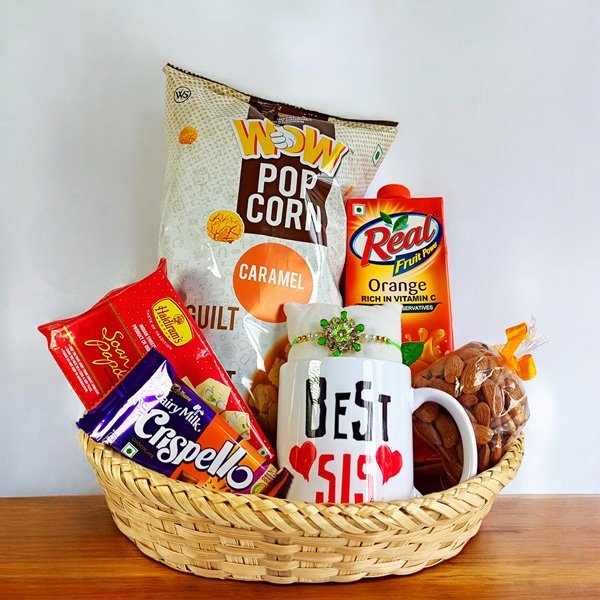 Snacks and Mug Rakhi Return Gift Set for Sister - Flowers to Nepal - FTN