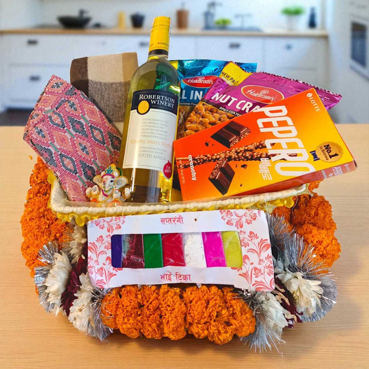 Snacks & Wine Gift Basket For Brother - Flowers to Nepal - FTN