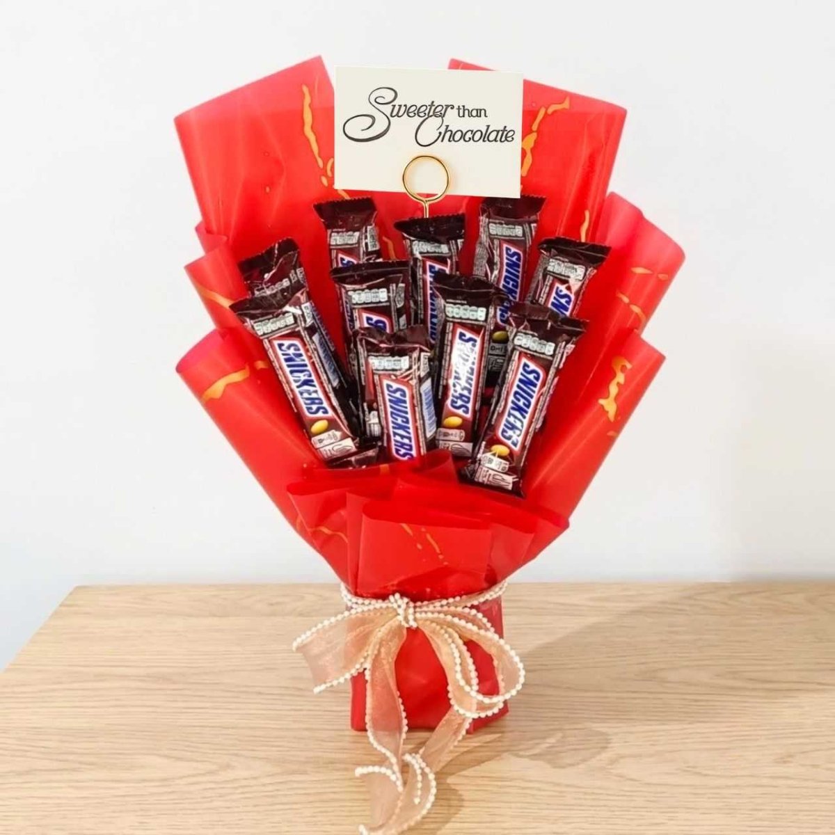 Snickers Chocolate Bouquet with Card Holder - Flowers to Nepal - FTN