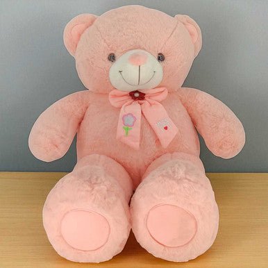 Soft Pink Teddy with Pretty Bow 31" - Flowers to Nepal - FTN