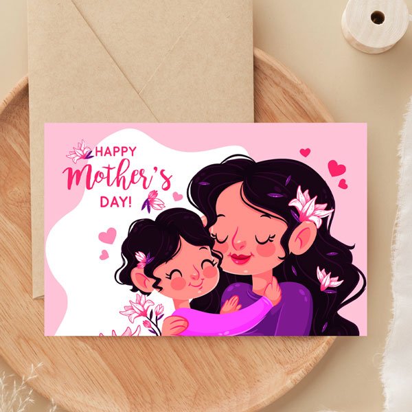 Special Hugging Mom & Daughter Photo Card - Flowers to Nepal - FTN