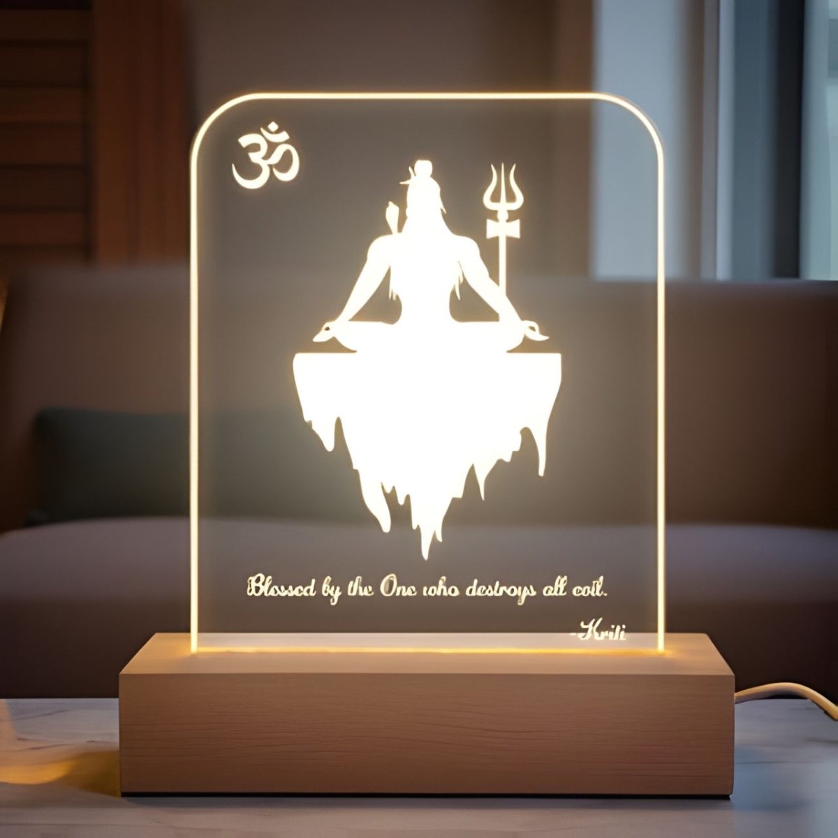 Spritual Positivity Engraved Acrylic Lamp With Cable - Flowers to Nepal - FTN