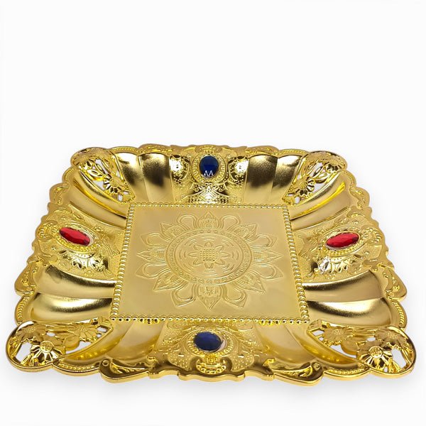 
                  
                    Square - Shaped Golden Coated Tray - Flowers to Nepal - FTN
                  
                