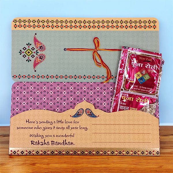 
                  
                    Stunning Rakhi Thread with Wishes Greeting Card - Flowers to Nepal - FTN
                  
                