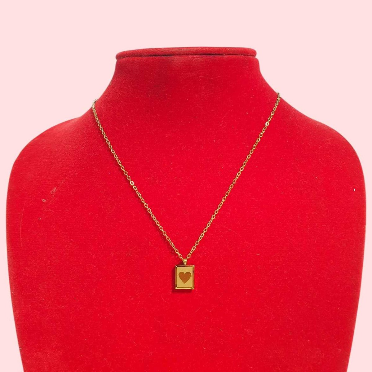 Stylish Gold Heart Square Necklace - Flowers to Nepal - FTN