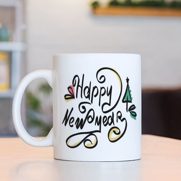 Stylish New Year Greeting Printed Mug - Flowers to Nepal - FTN